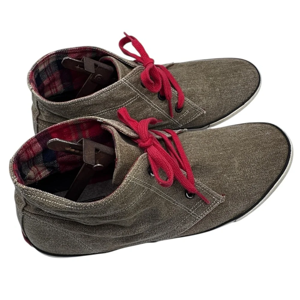 Woolrich Men’s Brown Chukka Canvas Boots with Red Laces - Size 11.5